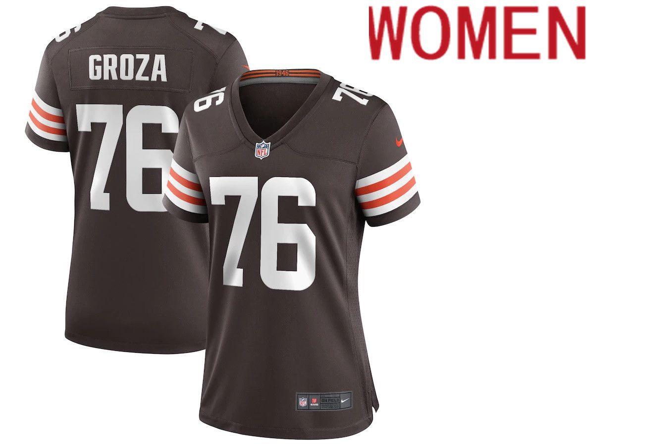 Women Cleveland Browns 76 Lou Groza Nike Brown Game Retired Player NFL Jersey